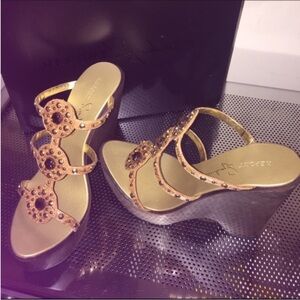 New Report Strappy Rhinestone wedge sandals report platform shoes bling